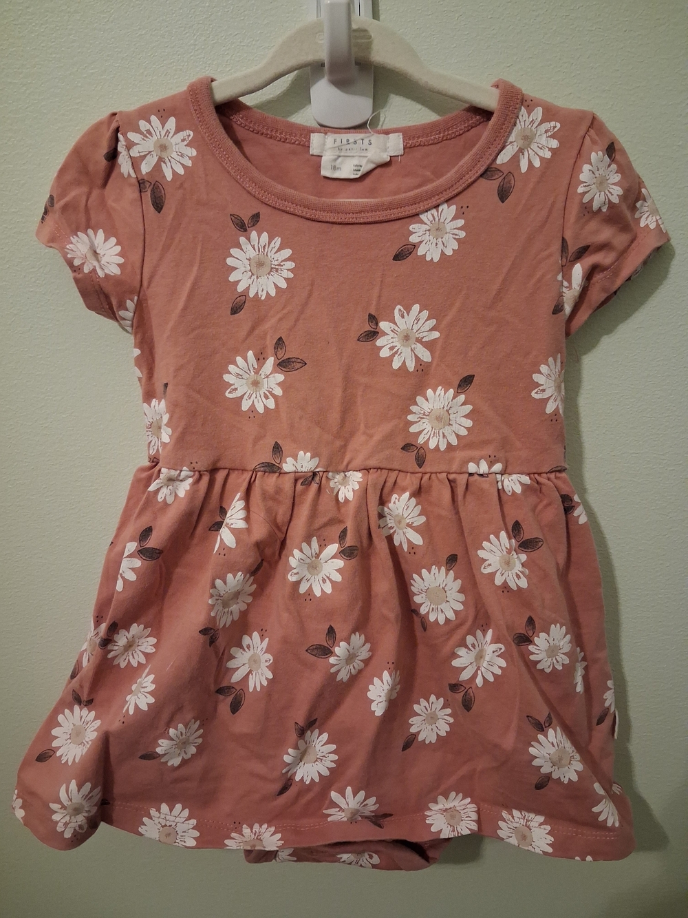 Petit Lem Dusty Rose Floral Short Sleeve Dress